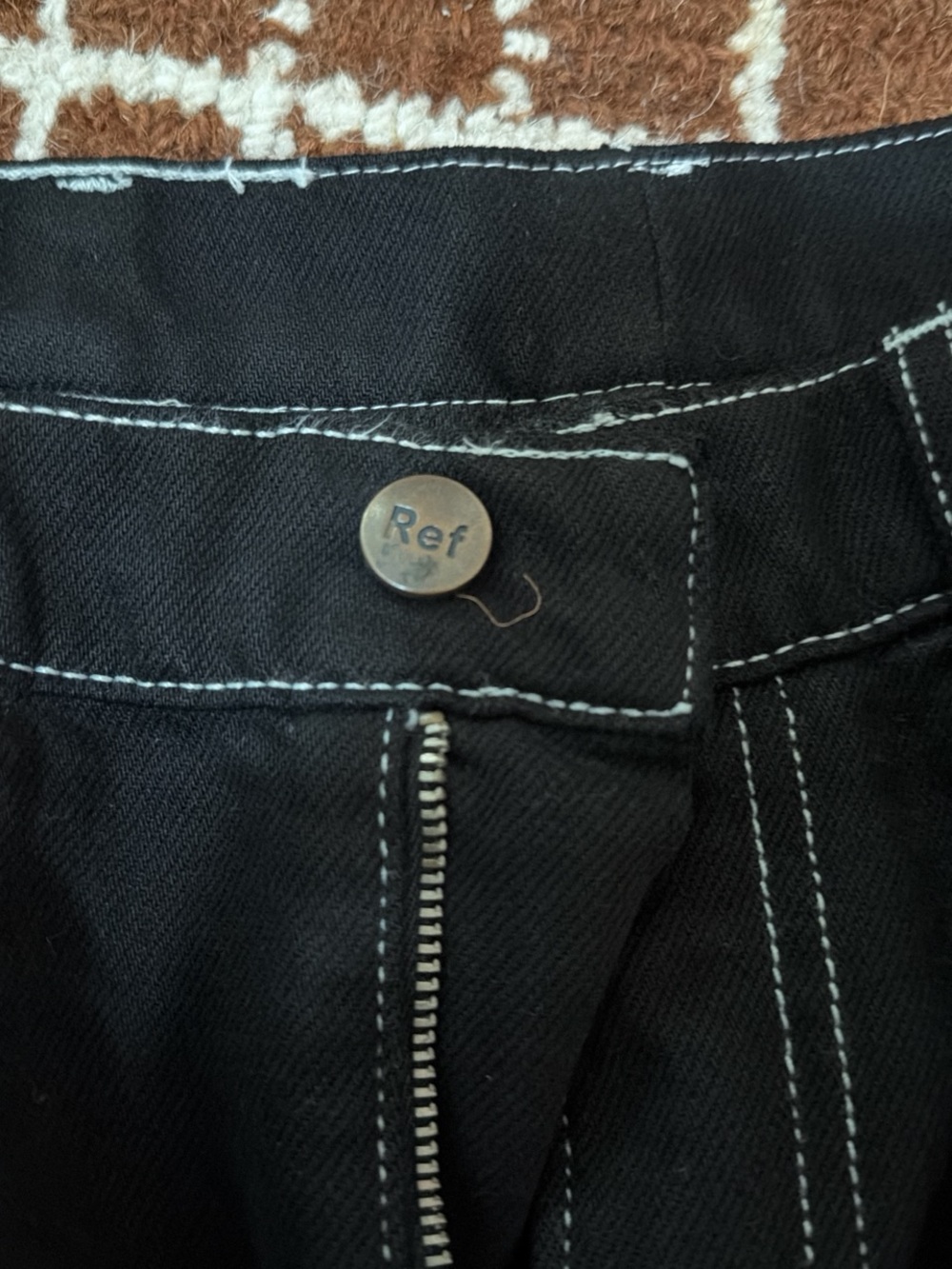Reformation Cowboy Black High-Rise Jeans with White Contrast Stitching - Picture 2 of 6